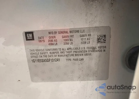 2016 Chevrolet Malibu Limited Ltz z USA, uszkodzony, nr VIN 1G11E5SA5GF131241